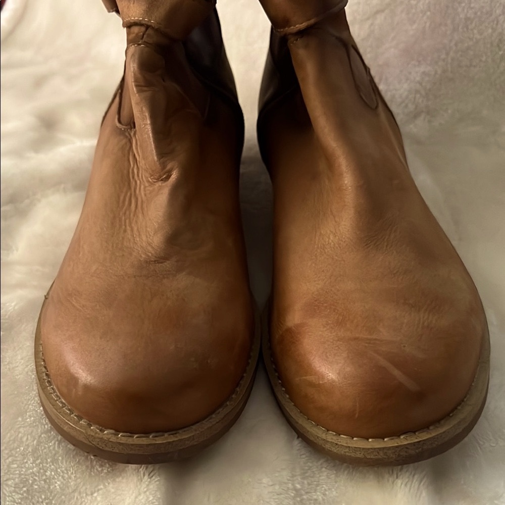 👢 SOFT TAN LEATHER FULL ZIP KNEE-HIGH 
 NON-SLIP BUCKLED RIDING BOOT Women’s 10 - Picture 8 of 13